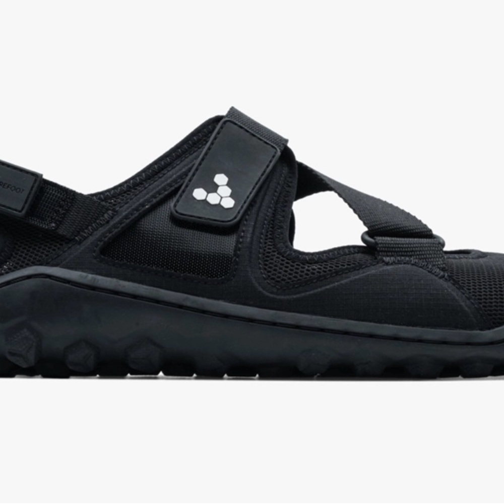 Black Cushioned Sport Sandals with Velcro Straps